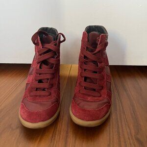 Jonak Paris Bordeaux/Red Wedge Sneakers (size 38)